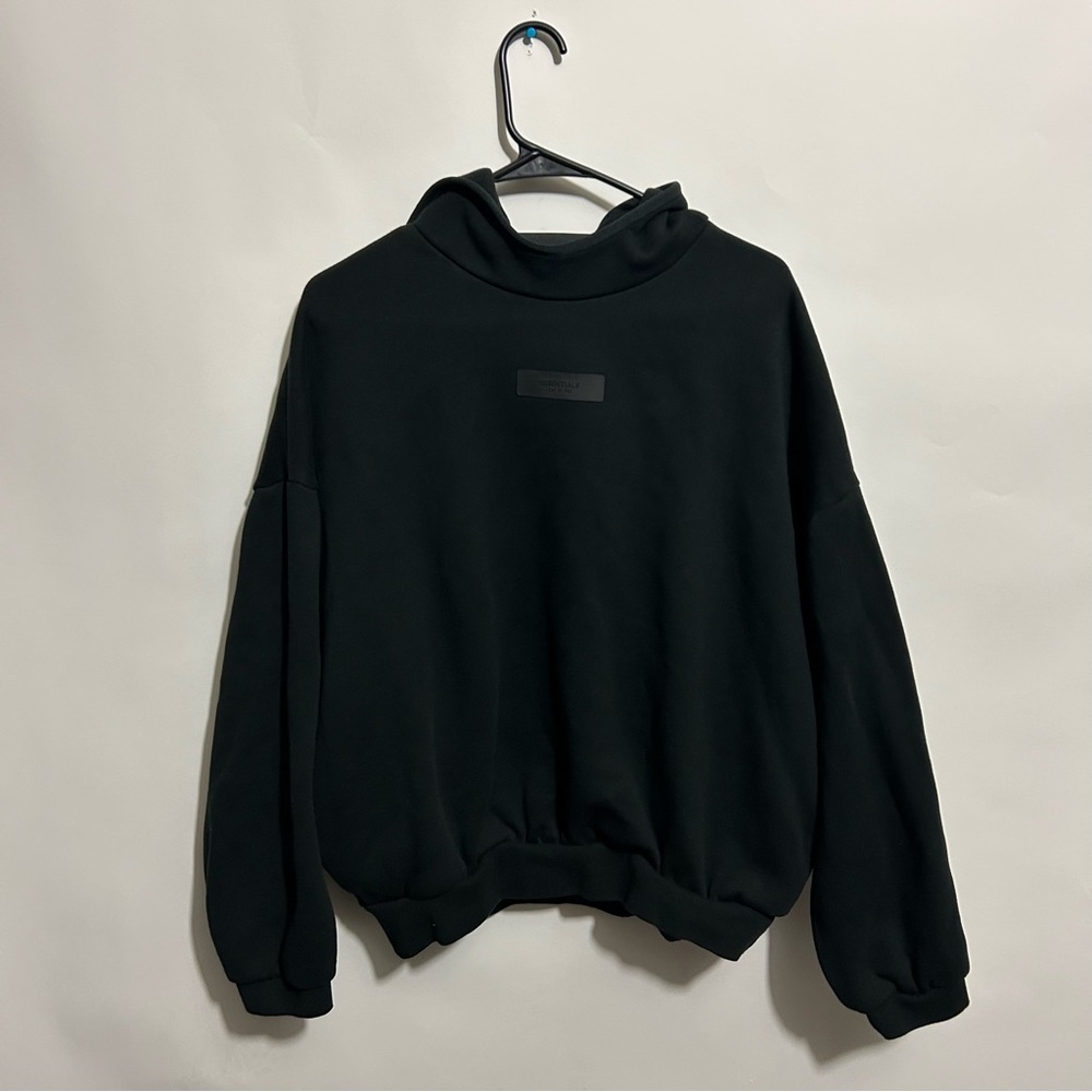 Essentials Fear Of God FOG Pullover Hoodie Jet Black Medium